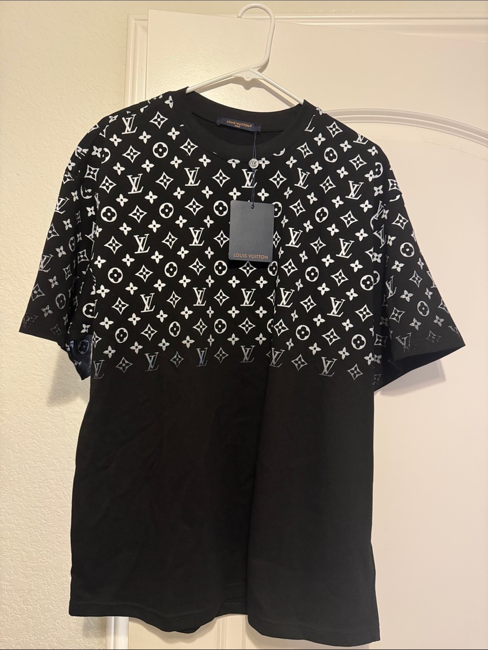 LV inspired Black t-shirt with White Monogram